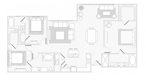Floor plan for 3 beds, 3 baths, 1709 sqft